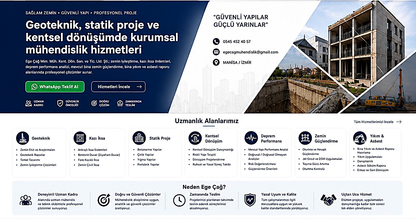 Ege Çağ mühendislik proje sahası görseli
