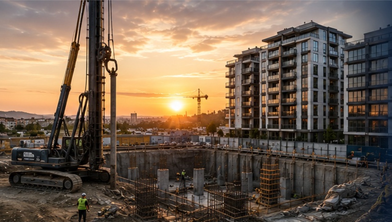 Ege Çağ geoteknik şantiye ve modern yapı görseli